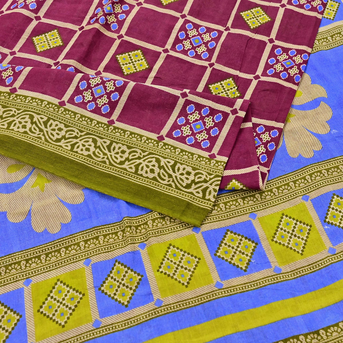 Indian Vintage Sari Printed 100% Pure Cotton Saree Craft Fabric 5Yd Soft Sewing Sarong Wrap Boho Stripes Dress making Quilting