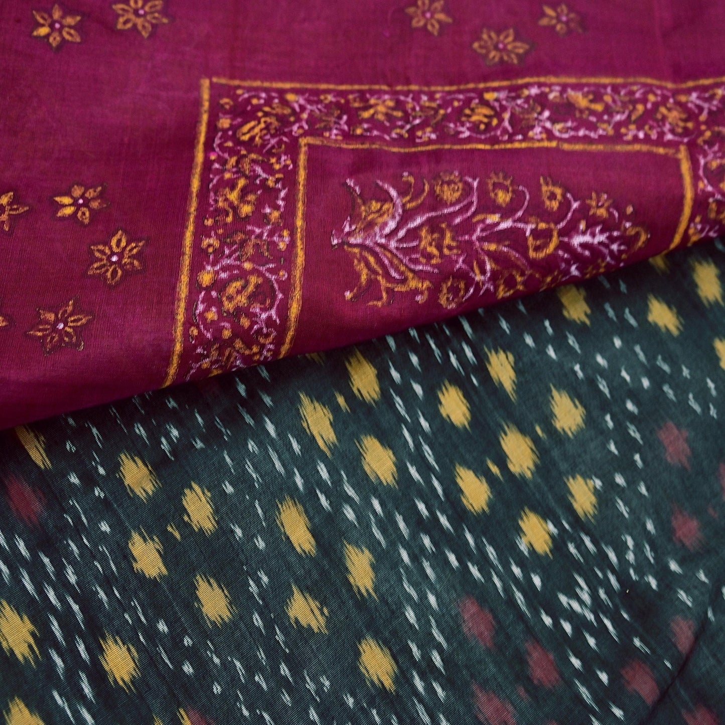 Indian Vintage Sari Black & Maroon Hand woven Sambalpuri Ikat Saree Pure Silk Craft Fabric 5Yd Ethnic Chackra Border Zari Dress making