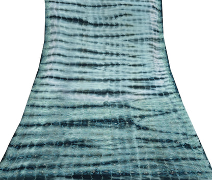 Indian Vintage Saree Pure Crepe Silk Hand Embroidered Tie-Dye Sari Fabric 5yard Sewing Craft Fabric Ethnic Dressmaking Crafting Zardozi Zari