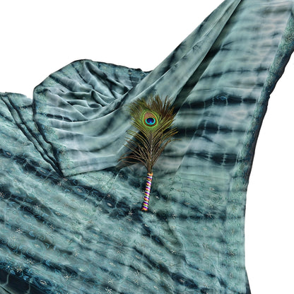 Indian Vintage Saree Pure Crepe Silk Hand Embroidered Tie-Dye Sari Fabric 5yard Sewing Craft Fabric Ethnic Dressmaking Crafting Zardozi Zari