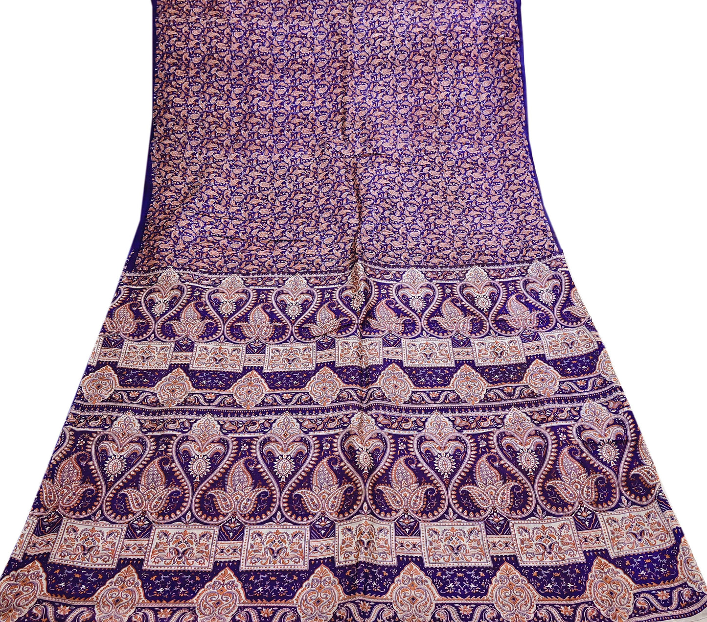 Indian Vintage Sari Blue Pure Silk Printed Saree Fabric 5yard Sewing Craft Fabric DressMaking Wrap Floral