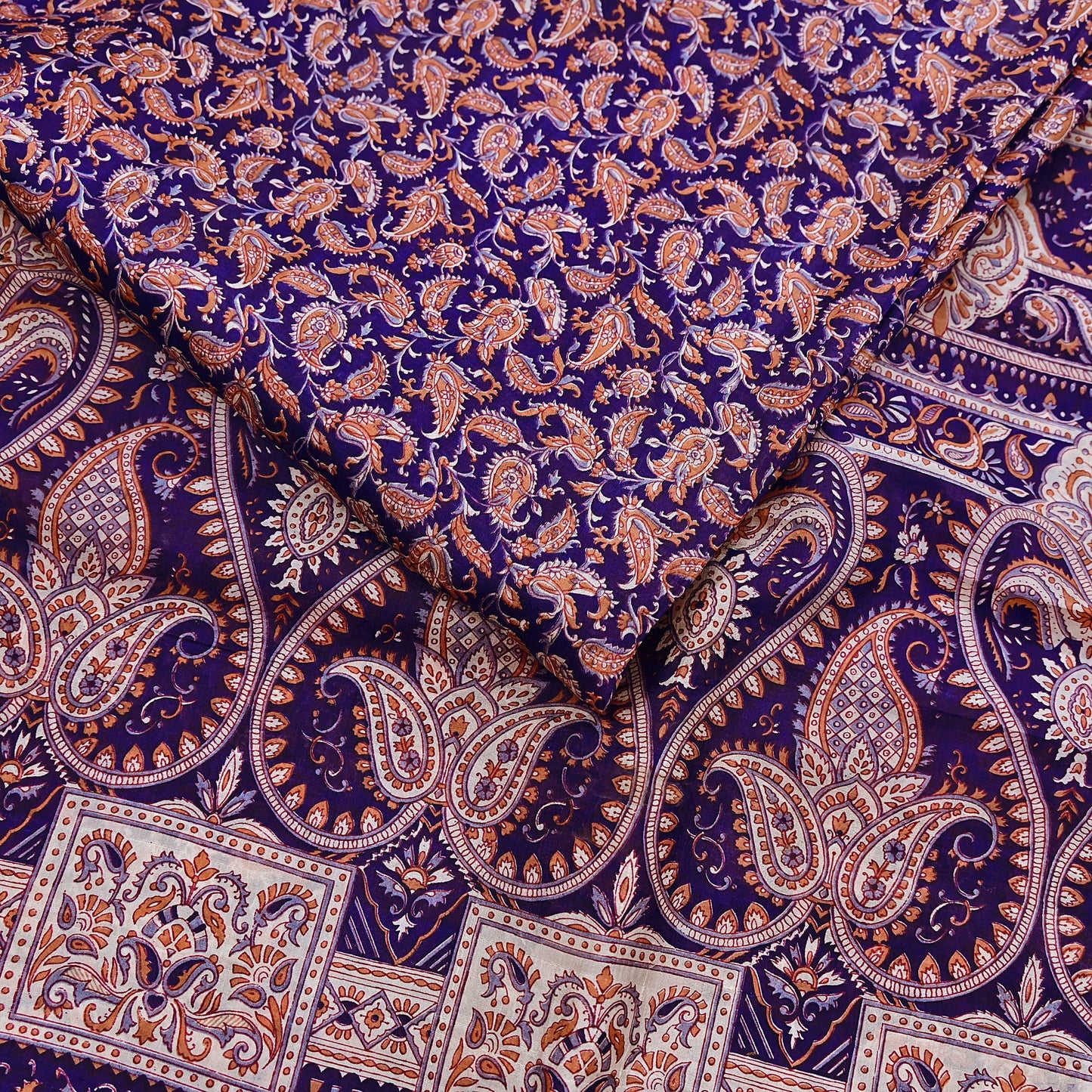Indian Vintage Sari Blue Pure Silk Printed Saree Fabric 5yard Sewing Craft Fabric DressMaking Wrap Floral