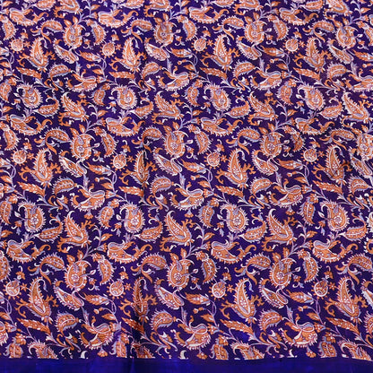 Indian Vintage Sari Blue Pure Silk Printed Saree Fabric 5yard Sewing Craft Fabric DressMaking Wrap Floral