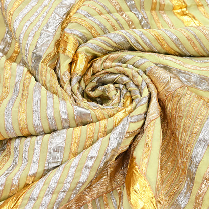 Indian Pre-owned Heavy Sari Sage Green Pure Georgette Silk Hand Embroidered gota patti Sarees Designer Abu Jani 6Yd Sewing Ethnic Sarees