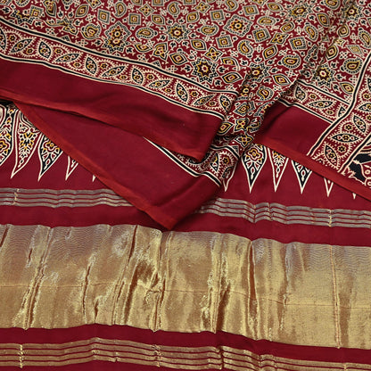Indian Vintage Maroon Dupatta Long Stole Ajrakh Print Pure Satin silk Scarves Scarf Veil Wrap Boho Soft Paisley