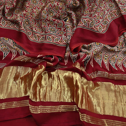 Indian Vintage Maroon Dupatta Long Stole Ajrakh Print Pure Satin silk Scarves Scarf Veil Wrap Boho Soft Paisley