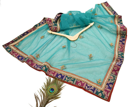 Indian Vintage Heavy Bridal Green Net Dupatta | Hand Embroidered Zardozi Zari Sequins Stole | Floral Design Hijab Veil | Wedding/Party Wear