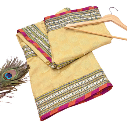 Indian Vintage Yellow Dupatta Pure Silk Long Stole Hand Embroidered Scarves Sequins Veil Wrap Hijab