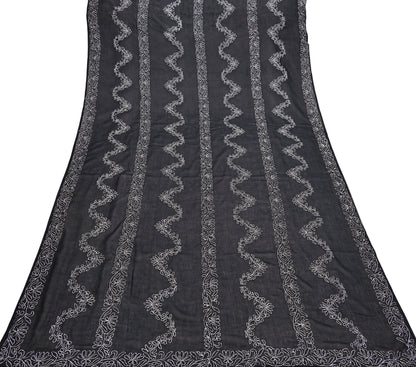 Indian Vintage Dupatta Black Long Stole Cotton Handmade Chikankari Scarves Veil Scarf Wrap Hippie Boho Soft