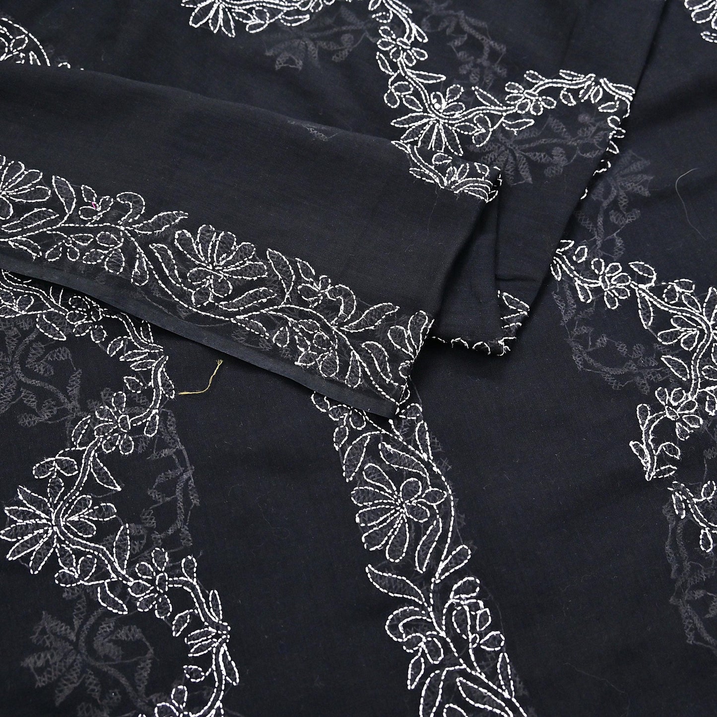 Indian Vintage Dupatta Black Long Stole Cotton Handmade Chikankari Scarves Veil Scarf Wrap Hippie Boho Soft