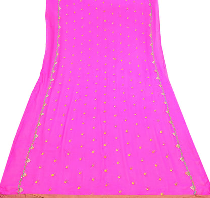 Indian Vintage Pink Dupatta Pure Georgette silk Long Stole Embroidered Scarves Stole Veil Wrap Sequins