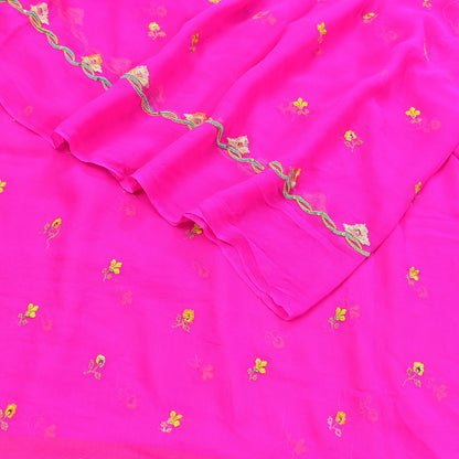 Indian Vintage Pink Dupatta Pure Georgette silk Long Stole Embroidered Scarves Stole Veil Wrap Sequins