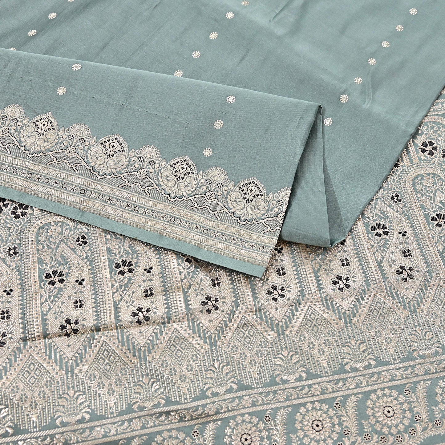 Indian Vintage Sari Gray Heavy Pure Satin Silk  Woven Banarasi Sarees Zari 5Yd Craft Fabric Dress making Crafting Ethnic Quilting Upcycle