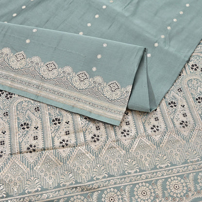 Indian Vintage Sari Gray Heavy Pure Satin Silk  Woven Banarasi Sarees Zari 5Yd Craft Fabric Dress making Crafting Ethnic Quilting Upcycle