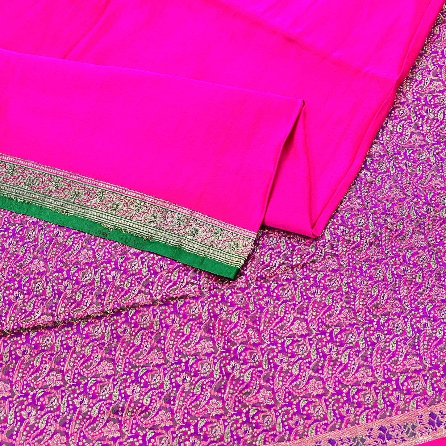 Indian Vintage Sari Magenta Heavy Pure Satin Silk Woven Banarasi Brocade Saree Zari 5Yd Ethnic Dress making Crafting Bollywood