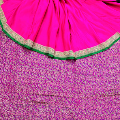 Indian Vintage Sari Magenta Heavy Pure Satin Silk Woven Banarasi Brocade Saree Zari 5Yd Ethnic Dress making Crafting Bollywood