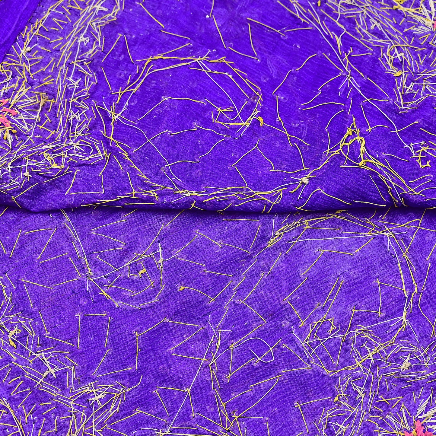 Indian Vintage Dupatta Purple Pure Chiffon Silk Long Stole Hand Embroidered Hijab Scarf Zardozi/Dabka Zari 1980s Wedding Dupatta
