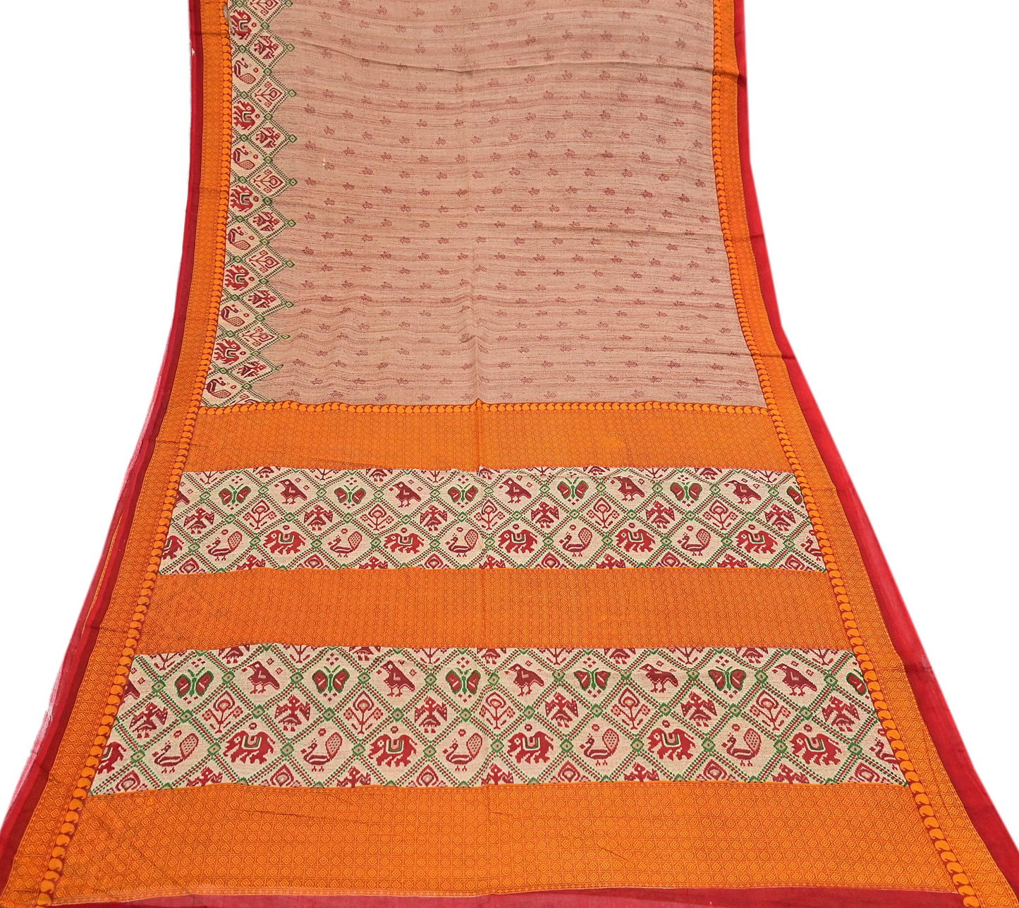 Indian Vintage Sari Brown Printed 100% Pure Cotton Saree Craft Fabric 5Yd Soft Sewing Sarong Wrap Boho Dress Making Quilting