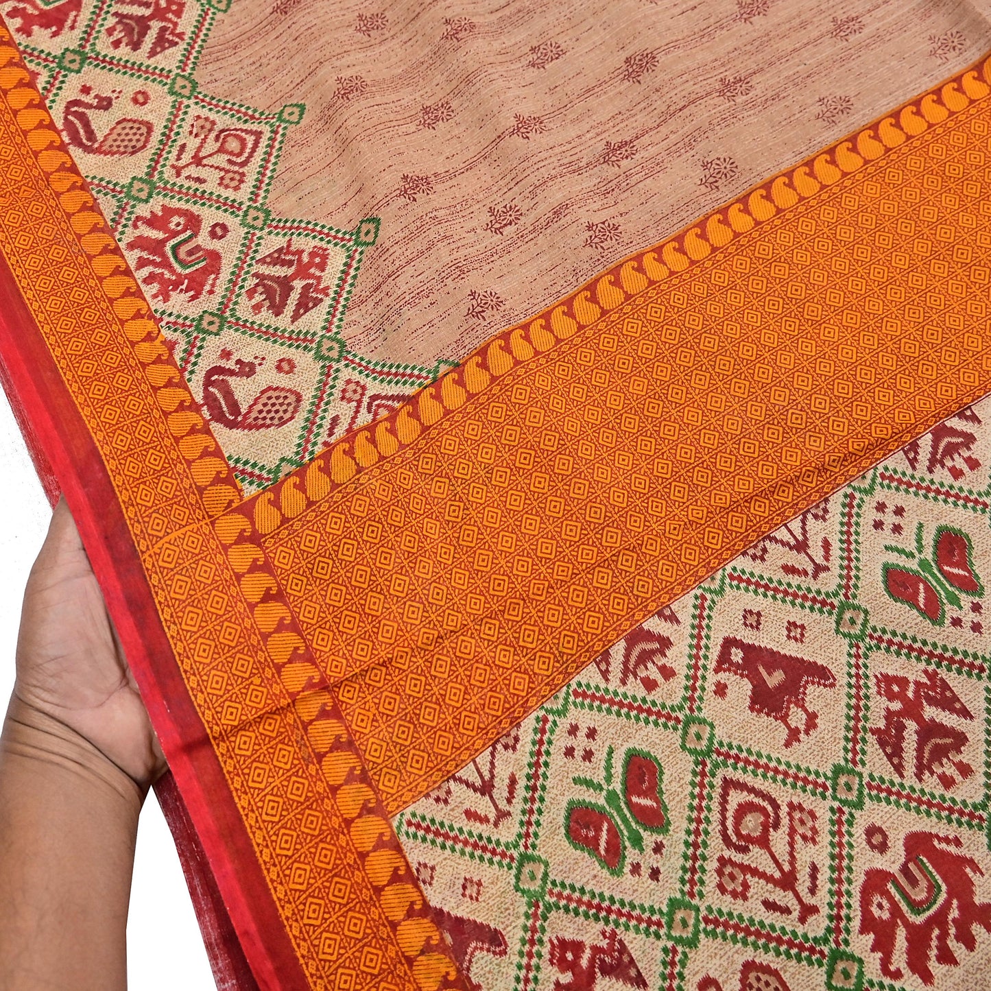 Indian Vintage Sari Brown Printed 100% Pure Cotton Saree Craft Fabric 5Yd Soft Sewing Sarong Wrap Boho Dress Making Quilting