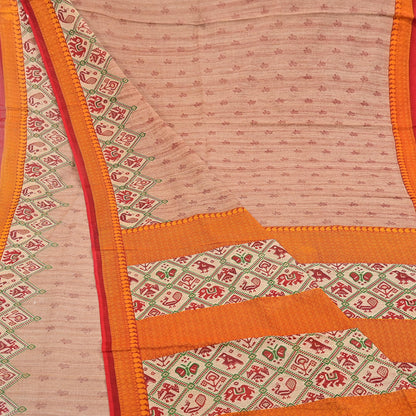 Indian Vintage Sari Brown Printed 100% Pure Cotton Saree Craft Fabric 5Yd Soft Sewing Sarong Wrap Boho Dress Making Quilting