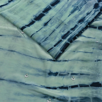 Indian Vintage Saree Pure Crepe Silk Hand Embroidered Tie-Dye Sari Fabric 5yard Sewing Craft Fabric Ethnic Dressmaking Crafting Zardozi Zari