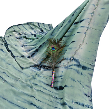 Indian Vintage Saree Pure Crepe Silk Hand Embroidered Tie-Dye Sari Fabric 5yard Sewing Craft Fabric Ethnic Dressmaking Crafting Zardozi Zari