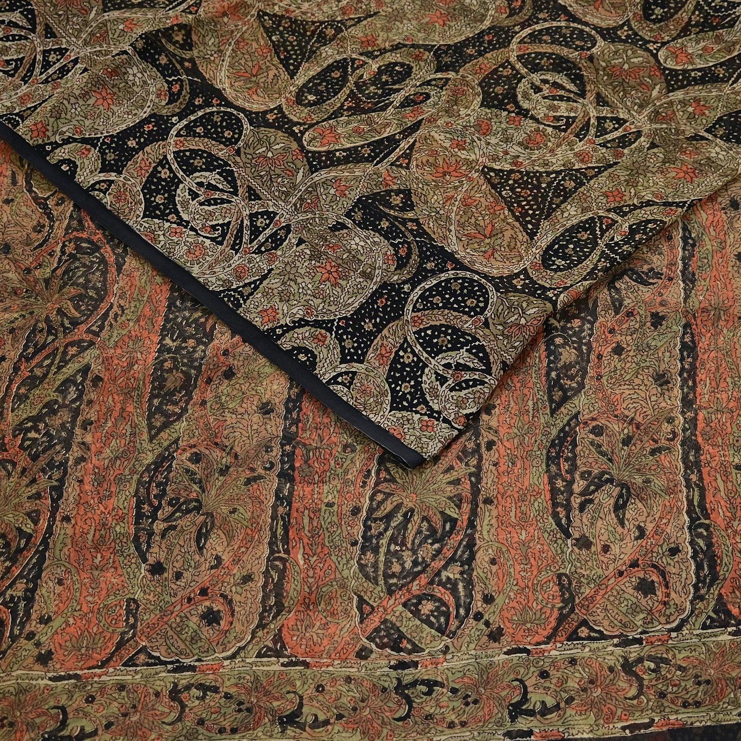 Indian Vintage Black Pure Chiffon Silk Saree Printed Floral Design 5 Yards Sheer Soft Fabric for Sewing, Dressmaking,