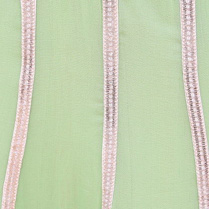 Indian Vintage Sage Green Pure Georgette Silk Hand Embroidered Skirt Bridal Party Wear Bollywood Lehenga Zardozi/ Dabka, Zari