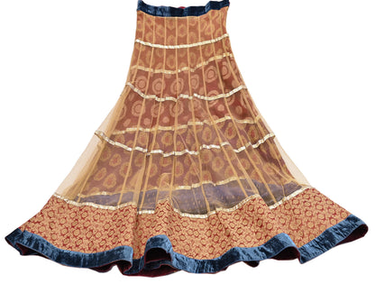 Indian Vintage Multti & Teal Blue Net/Mesh Hand Embroidered Lehenga 2pcs Set Bridal Party Wear With Dupatta Bollywood Lehenga Zardozi/ Dabka