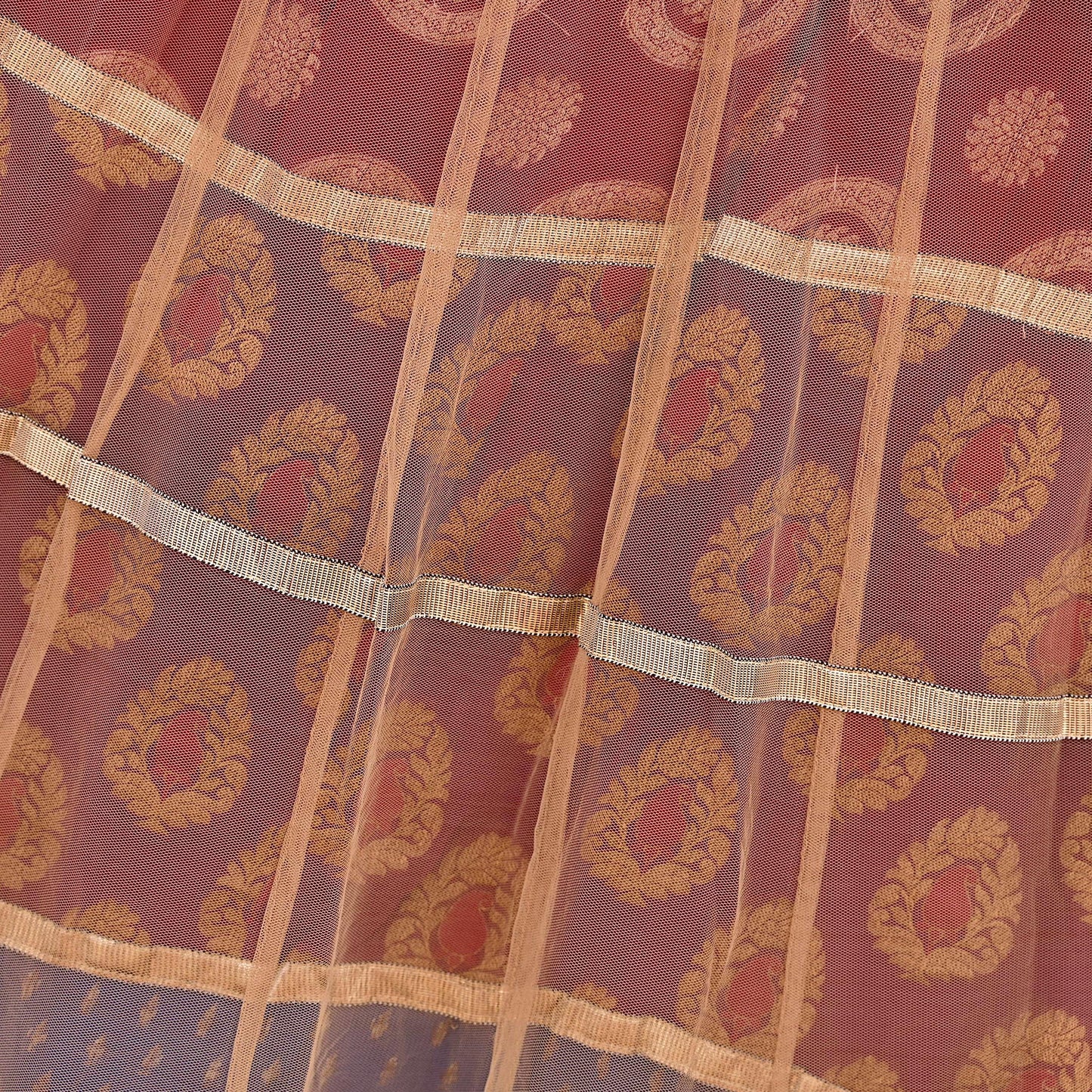 Indian Vintage Beige & Multi Net Hand Embroidered Skirt Bridal Party Wear Bollywood Lehenga Zardozi/ Dabka, Zari