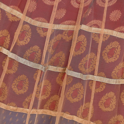 Indian Vintage Beige & Multi Net Hand Embroidered Skirt Bridal Party Wear Bollywood Lehenga Zardozi/ Dabka, Zari