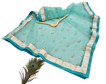Indian Vintage Green Pure Georgette Silk Net/Mesh Hand Embroidered Lehenga 2pcs Set Bridal Party Wear Dupatta Bollywood Lehenga