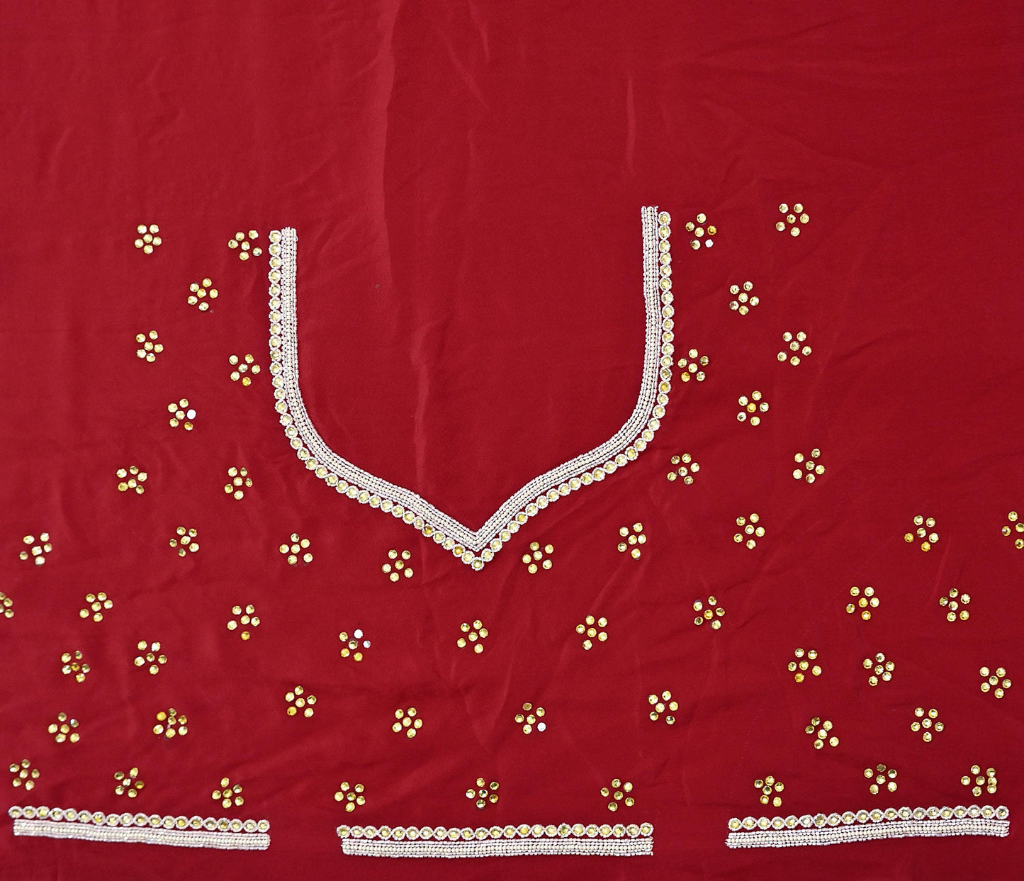 Indian Vintage Pure Georgette Silk Net/Mesh Hand Embroidered Lehenga 3pcs Set Bridal Party Wear With Blouse/Dupatta Bollywood Lehenga