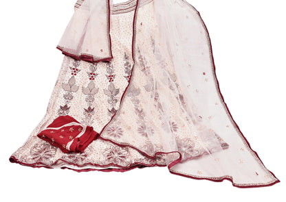 Indian Vintage Pure Georgette Silk Net/Mesh Hand Embroidered Lehenga 3pcs Set Bridal Party Wear With Blouse/Dupatta Bollywood Lehenga