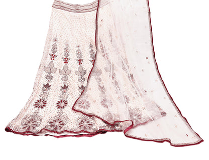 Indian Vintage Pure Georgette Silk Net/Mesh Hand Embroidered Lehenga 3pcs Set Bridal Party Wear With Blouse/Dupatta Bollywood Lehenga