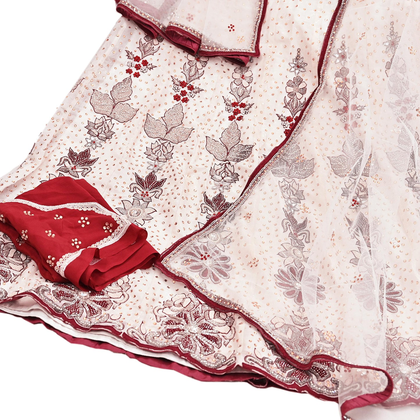 Indian Vintage Pure Georgette Silk Net/Mesh Hand Embroidered Lehenga 3pcs Set Bridal Party Wear With Blouse/Dupatta Bollywood Lehenga
