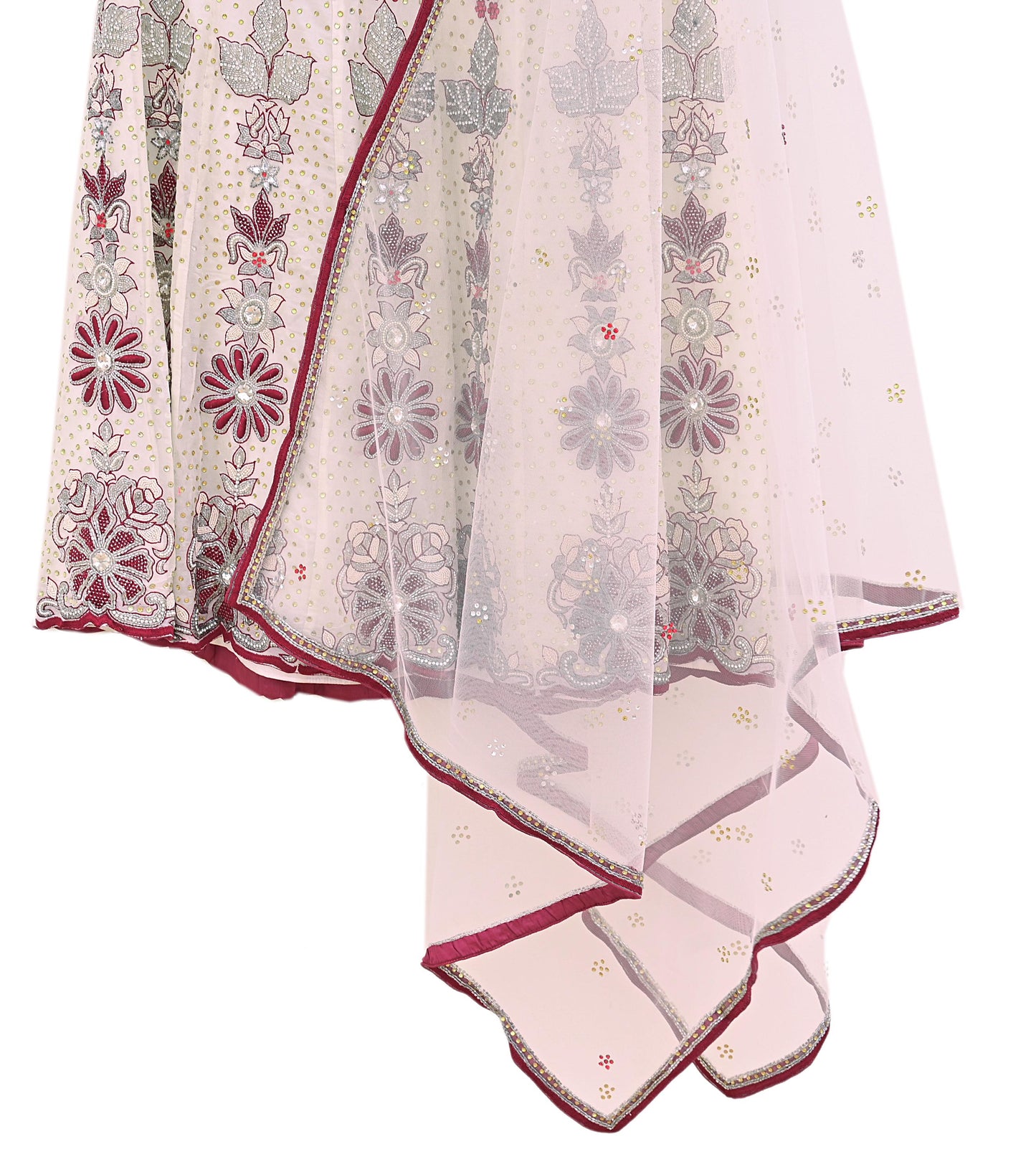 Indian Vintage Pure Georgette Silk Net/Mesh Hand Embroidered Lehenga 3pcs Set Bridal Party Wear With Blouse/Dupatta Bollywood Lehenga