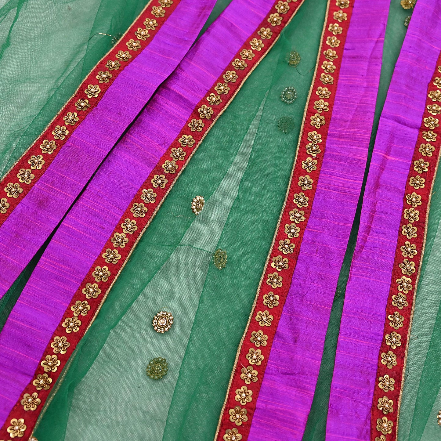 Indian Vintage Heavy Bridal Dupatta Green Net Mesh Long Stole Hand Embroidered Scarves  Patti Wedding/Party Wear