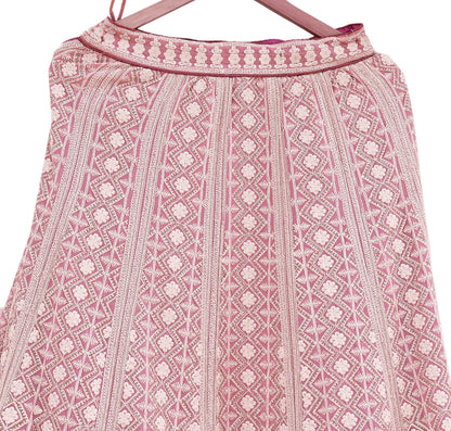 Indian Vintage Pink Pure Georgette Silk Embroidered Skirt Bridal Party Wear Bollywood Lehenga