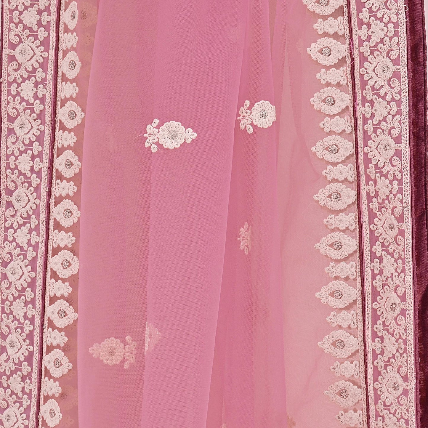 Indian Vintage Heavy Dupatta Green Net Mesh Long Stole Hand Embroidered Scarves Wedding/Party Wear