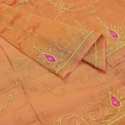 Indian Vintage Heavy Bridal Dupatta Golden Pure Tissue Silk Long Stole Hand Embroidered Scarves Zari Zardozi/Dabka Wedding/party wear hijab