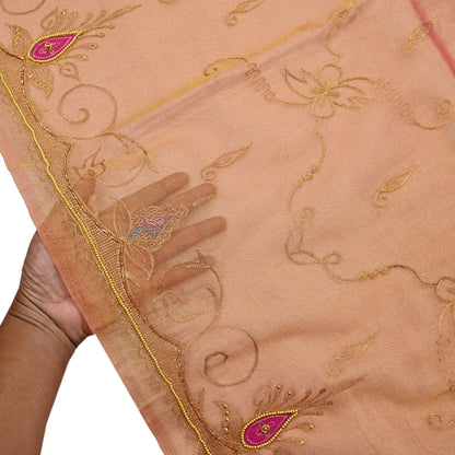 Indian Vintage Heavy Bridal Dupatta Golden Pure Tissue Silk Long Stole Hand Embroidered Scarves Zari Zardozi/Dabka Wedding/party wear hijab
