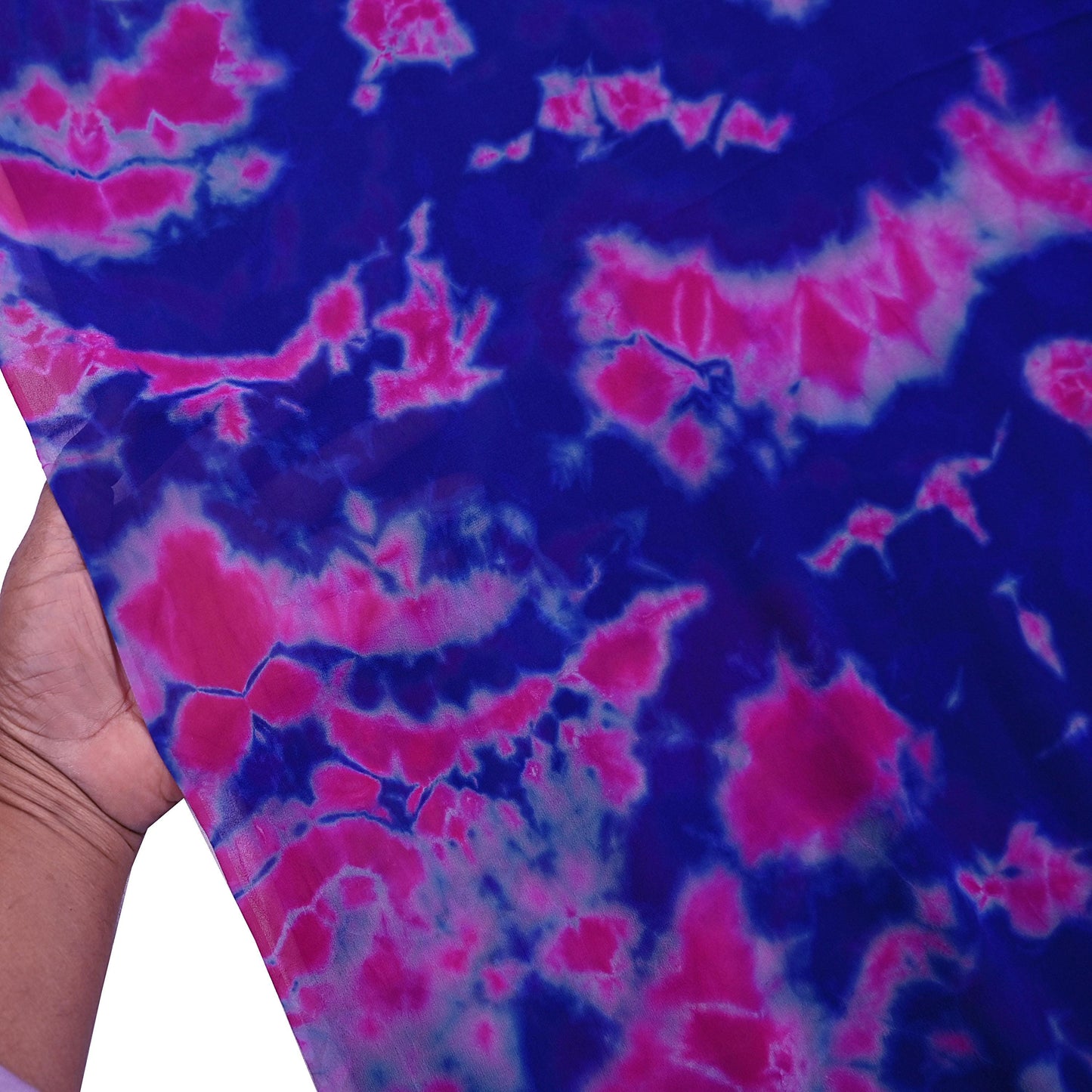 Indian Vintage Pink & Blue Saree Pure Georgette Silk Leheria Tie-dye Printed Sari Craft Fabric Sewing 5Yard Soft Light Sari Dress Making