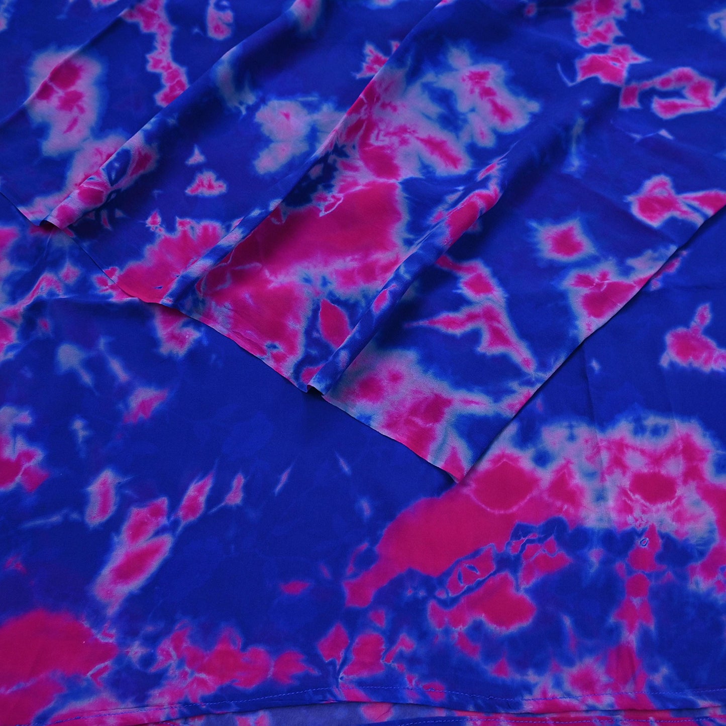 Indian Vintage Pink & Blue Saree Pure Georgette Silk Leheria Tie-dye Printed Sari Craft Fabric Sewing 5Yard Soft Light Sari Dress Making