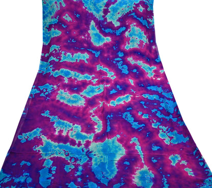 Indian Vintage Purple & Blue Saree Pure Georgette Silk Leheria Tie-dye Printed Sari Craft Fabric Sewing 5Yard Soft Light Sari Dress Making