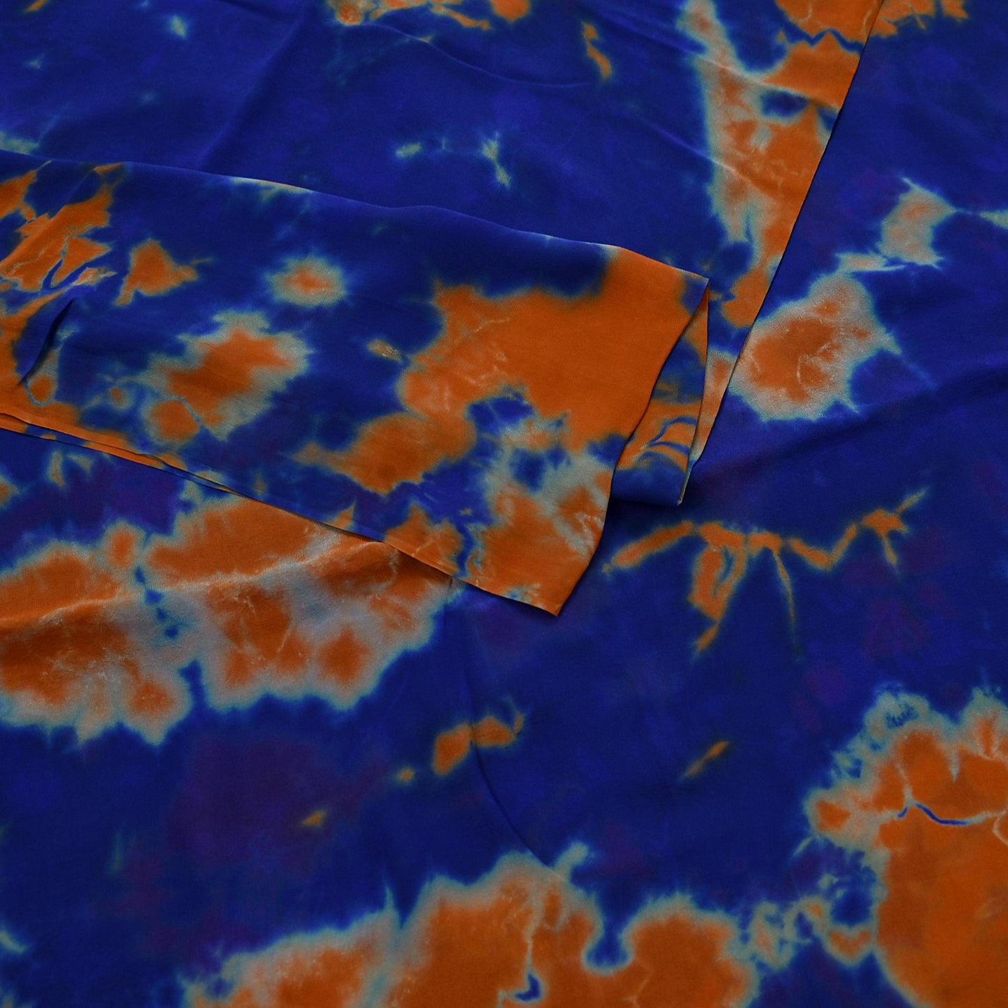 Indian Vintage Orange & Blue Saree Pure Georgette Silk Leheria Tie-dye Printed Sari Craft Fabric Sewing 5Yard Soft Light Sari Dress Making