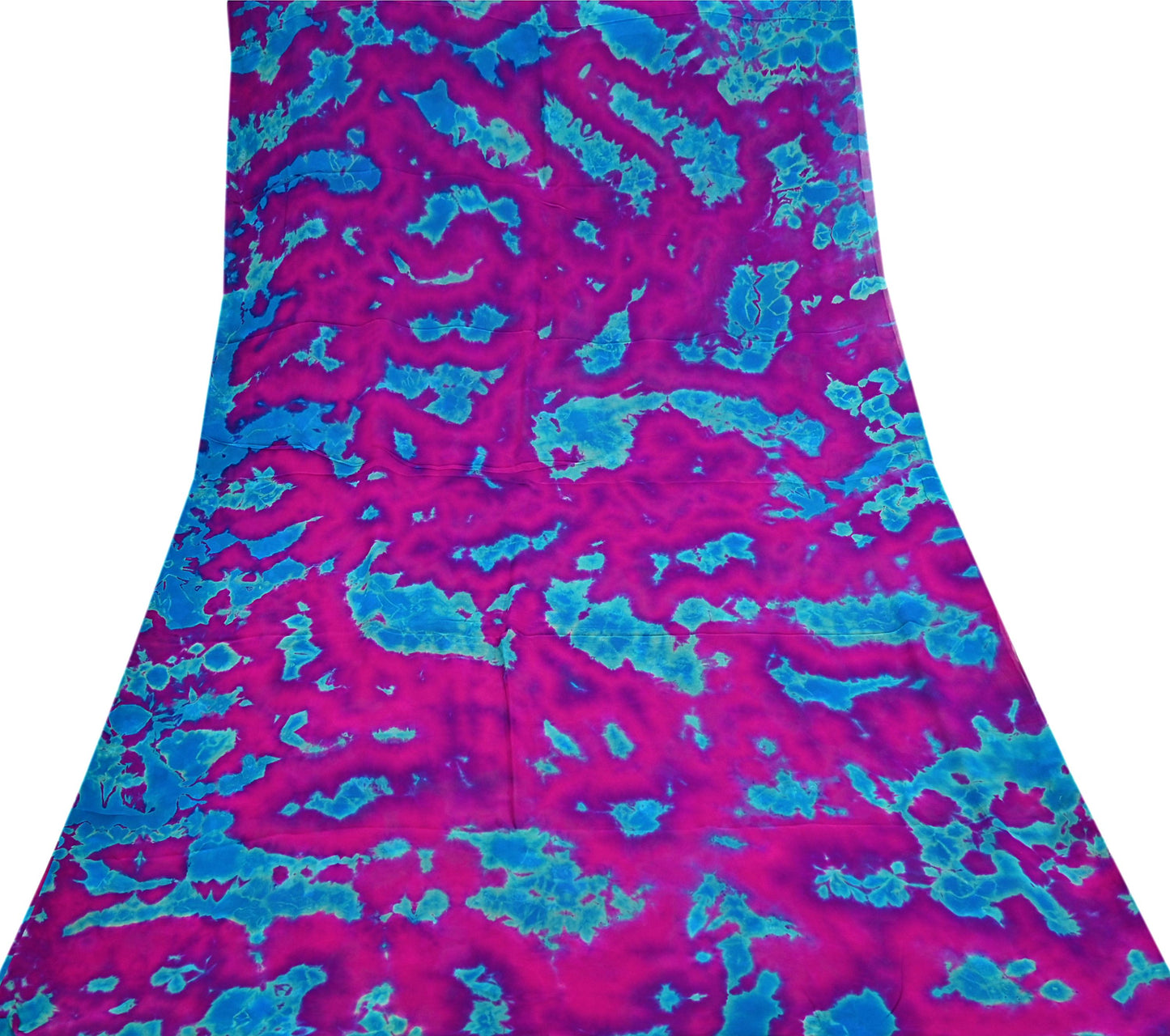 Indian Vintage Purple & Blue Saree Pure Georgette Silk Leheria Tie-dye Printed Sari Craft Fabric Sewing 5Yard Soft Light Sari Dress Making