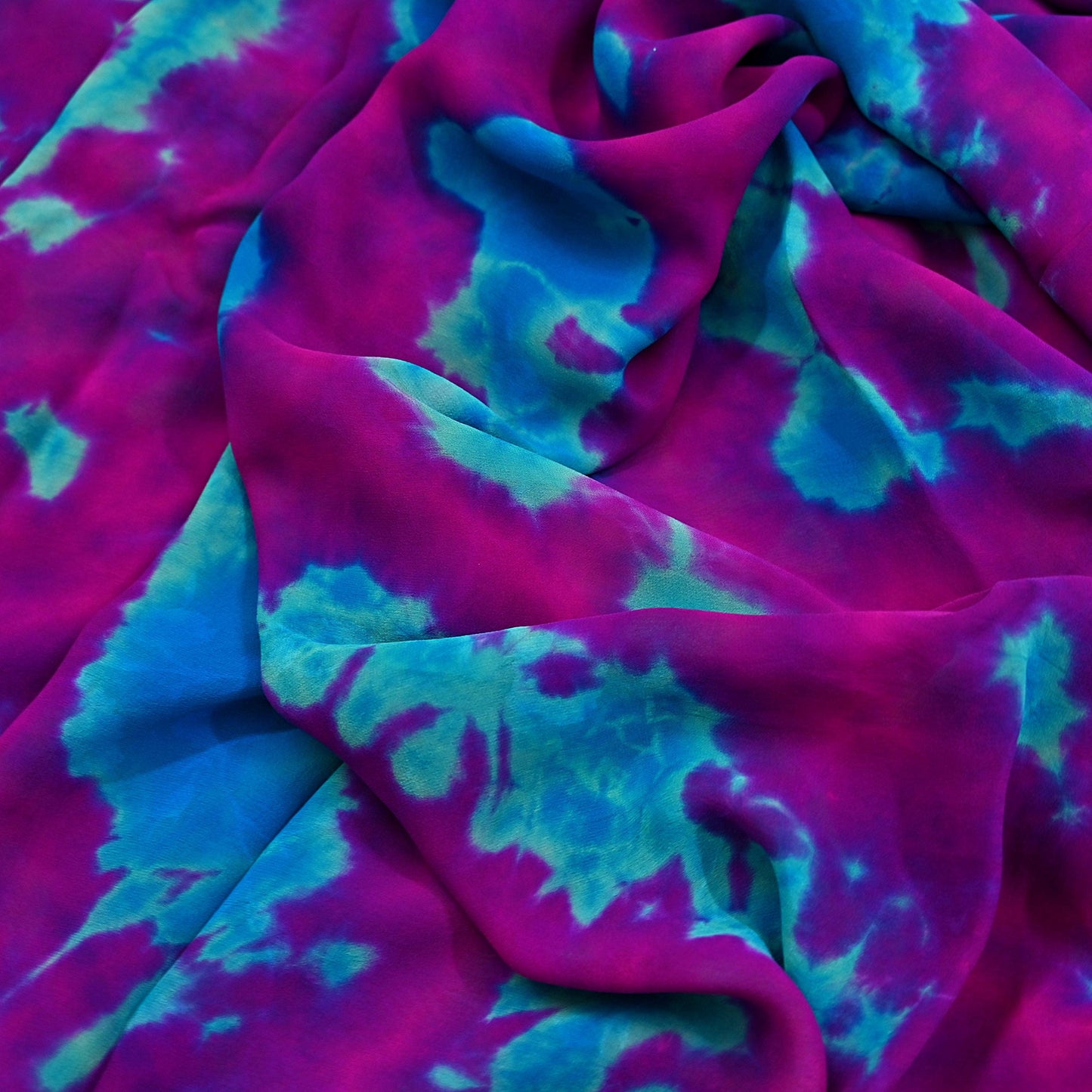 Indian Vintage Purple & Blue Saree Pure Georgette Silk Leheria Tie-dye Printed Sari Craft Fabric Sewing 5Yard Soft Light Sari Dress Making