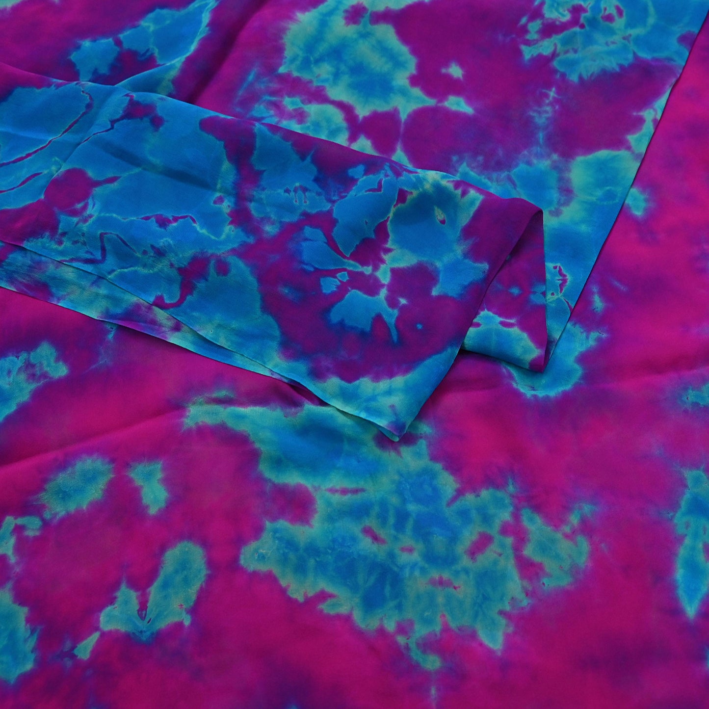 Indian Vintage Purple & Blue Saree Pure Georgette Silk Leheria Tie-dye Printed Sari Craft Fabric Sewing 5Yard Soft Light Sari Dress Making
