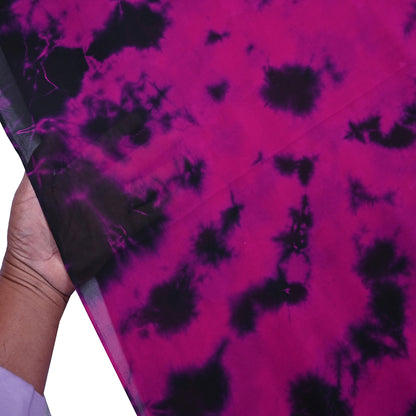 Indian Vintage Pink & Black Saree Pure Georgette Silk Leheria Tie-dye Printed Sari Craft Fabric Sewing 5Yd Soft Light Sari Dress Making